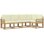 vidaXL Ensemble de salon de jardin 5 pièces, blanc et crème