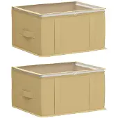 vidaXL Boîte de rangement avec fenêtre transparente sur le dessus, en tissu non tissé crème