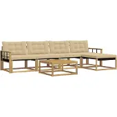 vidaXL Ensemble de canapés d'extérieur , 6 pièces, blanc et beige, 79 x 79 x 37 cm