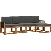 vidaXL Ensemble de canapés d'extérieur , 5 pièces, polyester naturel et anthracite