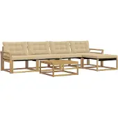 vidaXL Ensemble de salon de jardin 6 pièces, blanc et beige