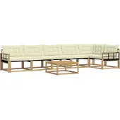 vidaXL Ensemble de salon de jardin 7 pièces, blanc et crème