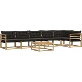 vidaXL Ensemble de canapés d'extérieur , 7 pièces, blanc et noir, 79 x 79 x 37 cm