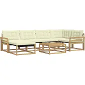 vidaXL Ensemble de canapés d'extérieur , 7 pièces, blanc et crème, 79 x 79 x 37 cm