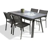 DCB Groupe Ensemble repas de jardin 4 places en aluminium
