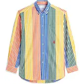 Tommy Hilfiger Chemise 'Relaxed Fit Multicolour Stripe' azur / jaune / vert foncé / orange