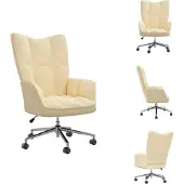 vidaXL Fauteuil relax velours blanc crème - Fauteuil