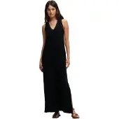 Superdry pour femme. W8012076A Robe longue à bretelles ajourée noire (XS), Casuel, Coton, Sans manches / bretelles
