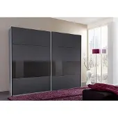 Wimex Armoire à portes coulissantes Bramfeld, verre noir graphite, 270 cm