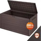Casaria Coffre de jardin marron 280L 116x43x55cm