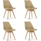 Leobert Chaise - - Mark - Beige Foncé/Pieds Naturels - 49 X 52 X 82 Cm - Lot De 4