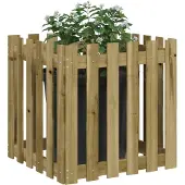 vidaXL Jardinière avec design de clôture 60x60x60 cm pin imprégné