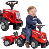 Falk Tracteur Baby Mac Cormick Rouge Avec Remorque + Accessoires À Partir De 1 An