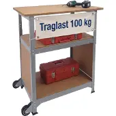 Relaxdays Établi , avec roulettes, dimensions : 69,5 x 72,5 x 50 cm, réglable en hauteur, plan de travail avec panneau perforé, acier et MDF, couleur argent