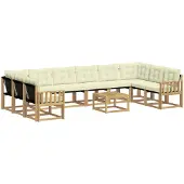 vidaXL Ensemble de salon de jardin 11 pièces, blanc et crème