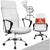 Casaria Fauteuil de bureau Blanc Pivotant Ergonomique Réglable en hauteur Fonction de basculement Chaise gaming