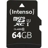 Intenso MicroSD 64GB UHS-I Class 10 90MB/s avec adaptateur SD - Carte mémoire