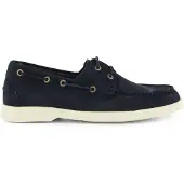 HUGO BOSS pour homme. 50563130 Chaussures de bateau en daim contrasté bleu marine (45), Plat, Cuir, Lacets, Casuel