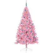 vidaXL Sapin de Noël artificiel pré-éclairé Rose 240 cm PVC