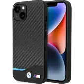 BMW Étui pour iPhone 14 en cuir noir carbone