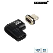 Microconnect Magnetic USB-C Adapter 90 (USB-C, 12.10 cm), Adaptateur données + vidéo, Argent, Noir