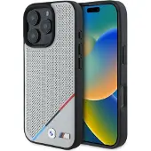 BMW M Perforated Tricolor Line Magsafe Case pour Iphone 16 Pro - Gris