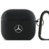 Mercedes Mea4Cslbk Housse Airpods 4 Czarny/Cuir noir Logo en métal