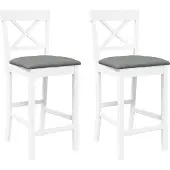 vidaXL Tabouret de bar avec coussin 2 pcs. Blanc Bois massif Hévéa