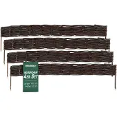 Relaxdays Bordures de parterre , en osier, lot de 4, H x L : 10 x 100 cm, à enfoncer, pour parterres et pelouses, bordures de parterre basses, marron