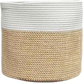 vidaXL Panier de rangement marron et blanc Ø40x35 cm coton