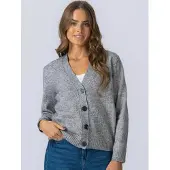 TeeShoppen Cardigan ' Knitted Cardigan ' gris
