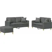 vidaXL Ensemble de canapés 3 pièces avec coussins Tissu gris foncé