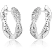 Beneto Boucles d'oreilles rondes en argent AGU1201 (L), (Argent)