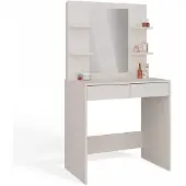 CARUNO Toilette cosmétique avec miroir de maquillage Marina 4P + Bureau 2S Cachemire