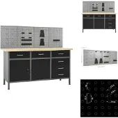 The Living Store Établi avec 4 panneaux à outils