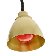 Saro La lampe chauffante ALADIN est réglable en hauteur grâce à un câble spiralé et est disponible en doré.