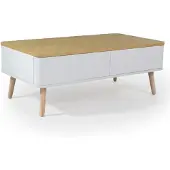 Menzzo Table basse scandinave Bergen Blanc et Bois