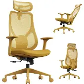 Sense7 Moyo : chaise de bureau ergonomique, jaune, accoudoirs 3D, dossier en résille, soutien lombaire, fauteuil de direction, chaise de bureau pour le télétravail, charge maximale 150 kg