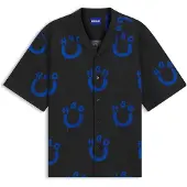 HUGO Eligino 10279376 Blue Short Sleeve Shirt Noir M Homme