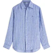 Tommy Hilfiger Chemise 'Regular Fit Textured Stripe Pure' bleu / blanc