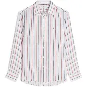 Tommy Hilfiger Chemise 'Regular Fit Textured Stripe Pure' opal / rouge cerise / blanc