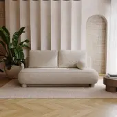 Besilio Canapé deux places Toby - Tissu Boucle, Canapé-lit - Beige