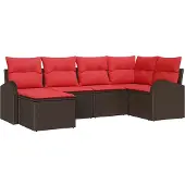 Syfax Ensemble de Canapés 6 pcs Marron et rouge polyrotin