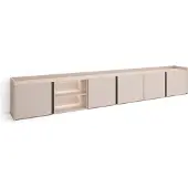 Skraut Home Meuble tv effet bois beige 309x35x50cm avec Led