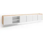 Skraut Home PULLER Meuble tv effet bois blanc et chêne 309x35x50cm suspendu