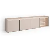 Skraut Home Meuble tv effet bois beige 207x35x50cm avec Led