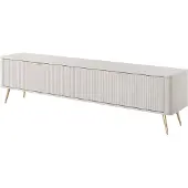 3Xeliving Meuble TV, beige, 200 x 51 cm, avec 2 compartiments de 38 cm de large, dimensions totales : 51,2 x 200 x 38 cm