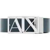 Armani Exchange pour homme. XM002664AF22854MB349 Ceinture en cuir lisse avec boucle à logo marine (OSFA), Casuel