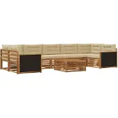 vidaXL Ensemble de salon de jardin 8 pièces, couleurs naturelles et beige