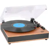 Trevi VT1025 Bluetooth-Plattenspieler, Holzgehäuse, 33 45 78 (Automatique), Platine, Noir, Marron